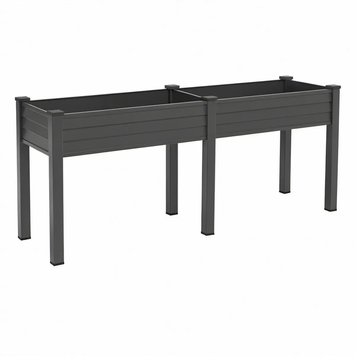 Black Elevated Steel Raised Garden Planter, 96 x 24 x 32 in