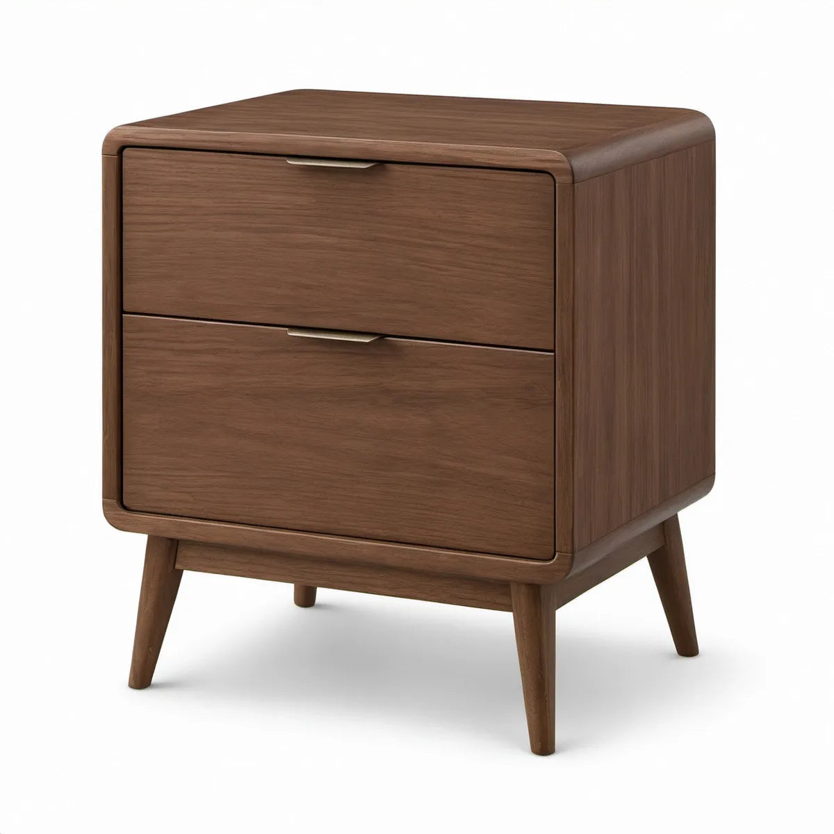 2-Drawer Walnut Brown Nightstand, 23.6 x 17.7 x 24 in